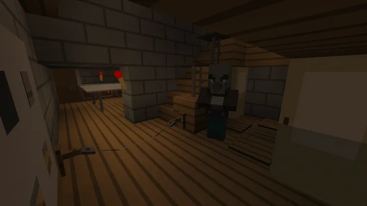 A screenshot from the map with the character 'Granny' at the bottom of some stairs