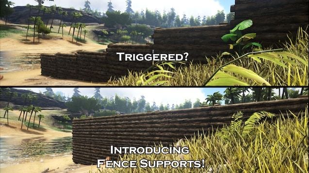 A screenshot showing the 'fence supports' feature in action, with 2 contrasting fences to show the difference