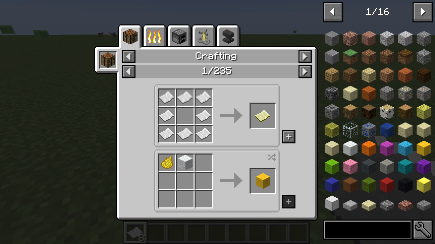 A screenshot from the mod highlighting it's "show recipe" feature.