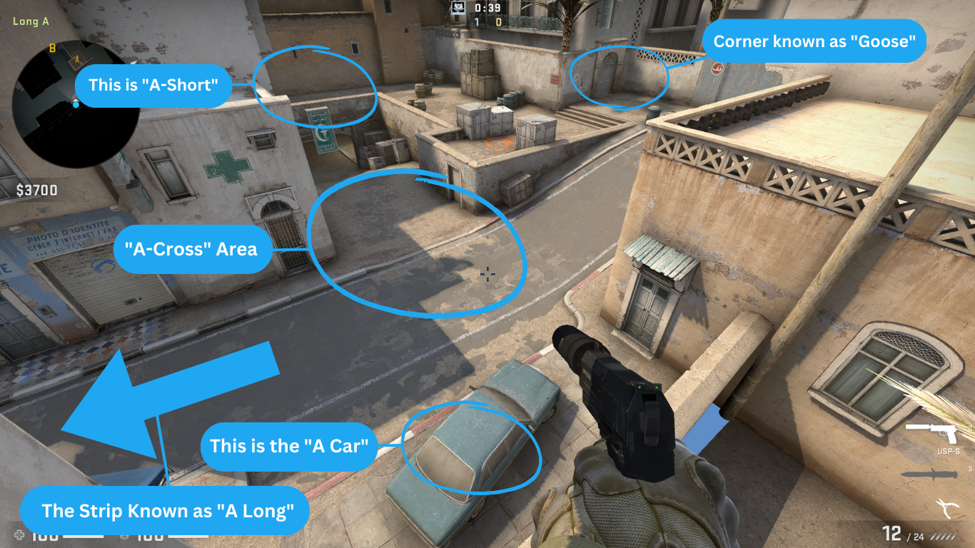 CSGO Dust 2 Competitive Callouts