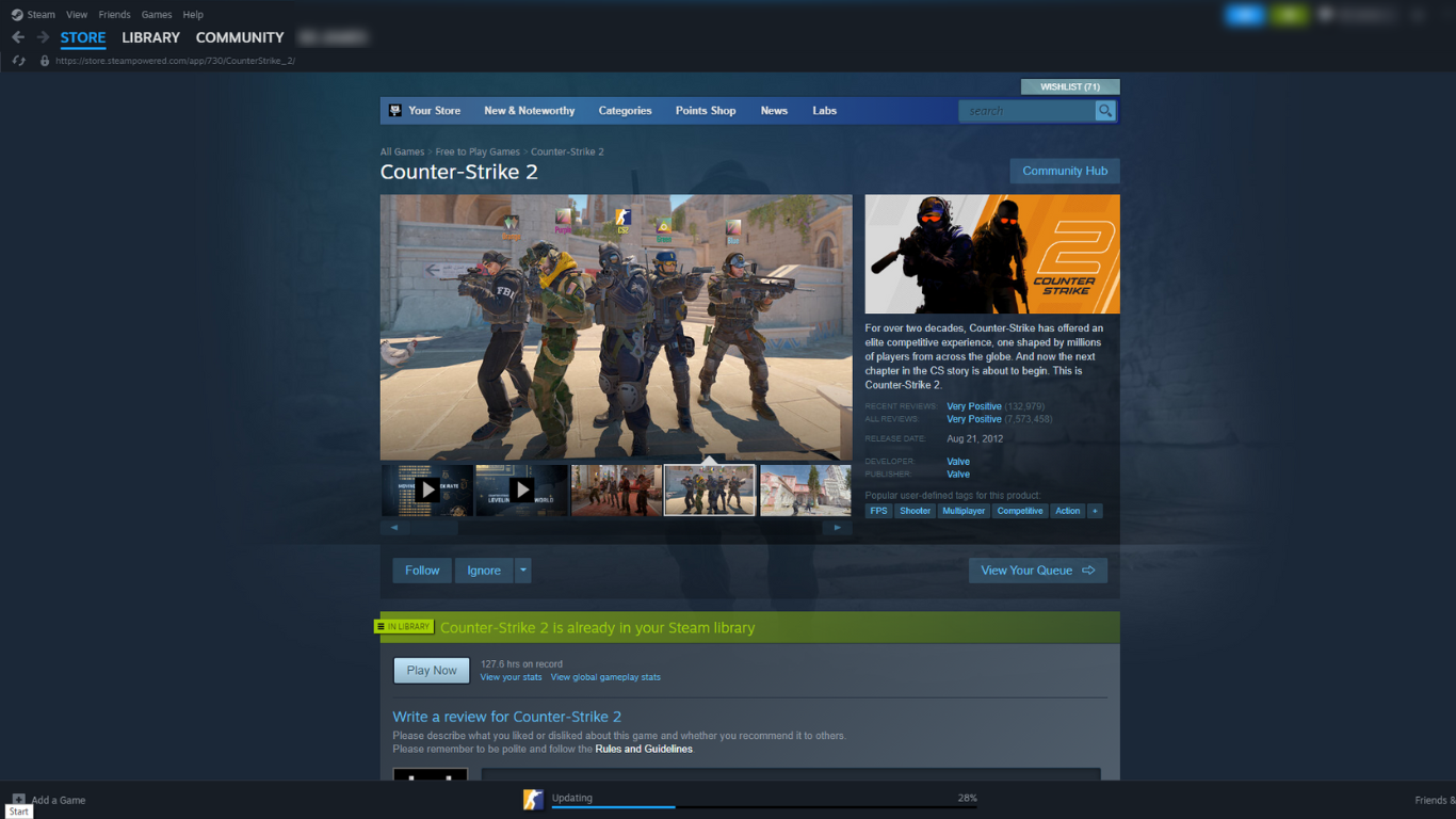 Counter-Strike 2 Steam Page