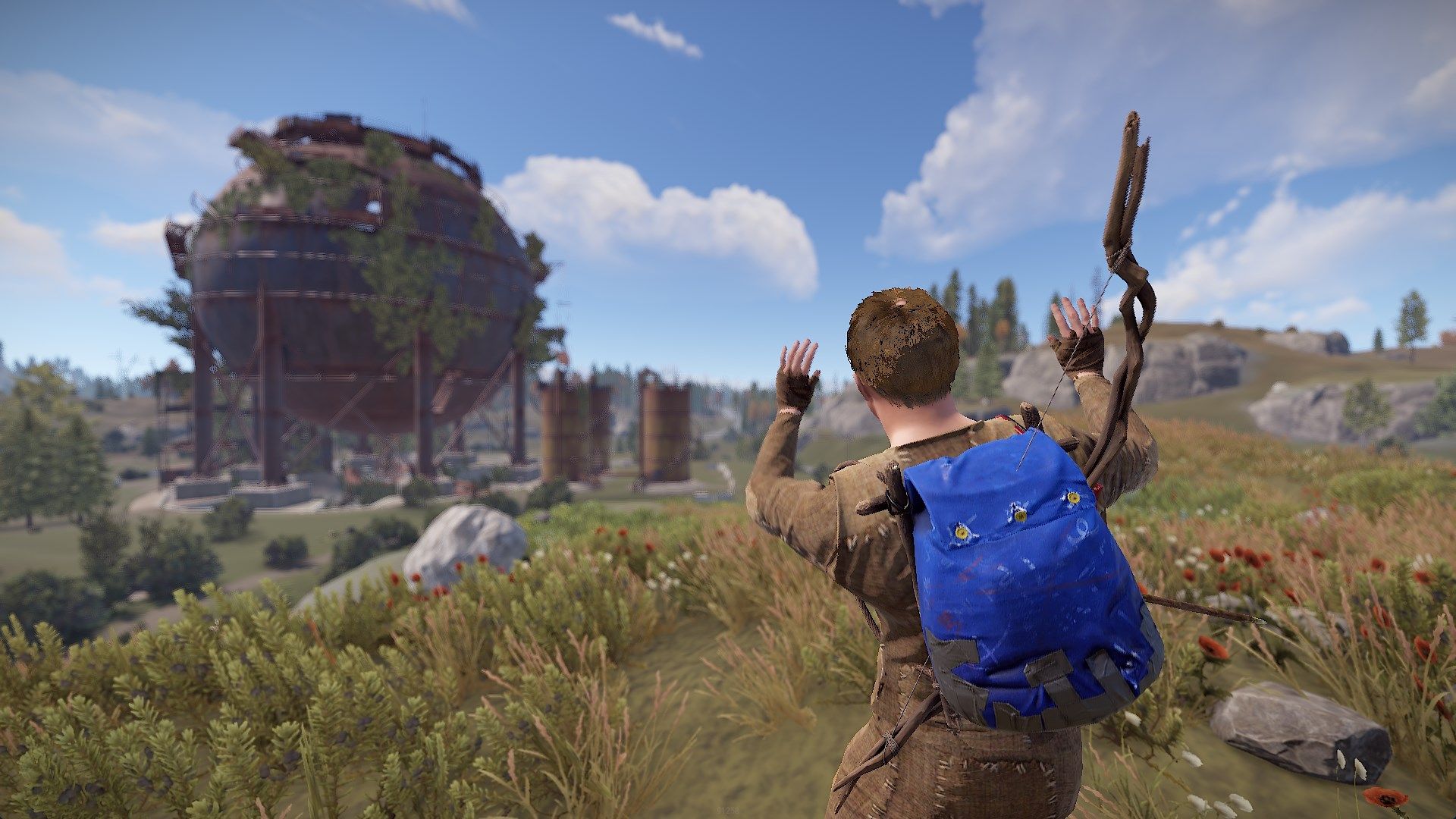 Rust Dome Monument Character with Backpack