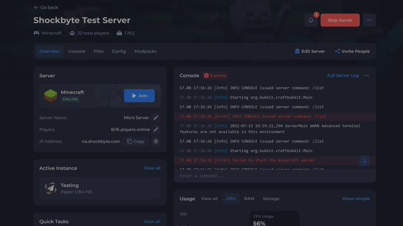 Shockbyte Control Panel - Known Issues &amp; Common Fixes