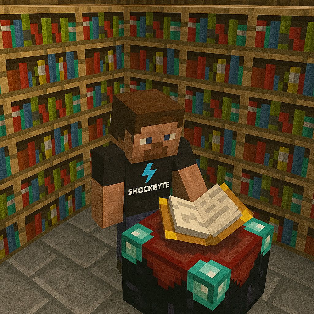 Minecraft character using a level 30 enchantment table